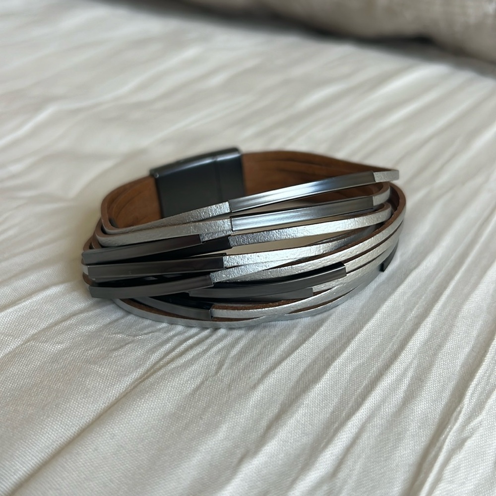 Black and silver wrap bracelet